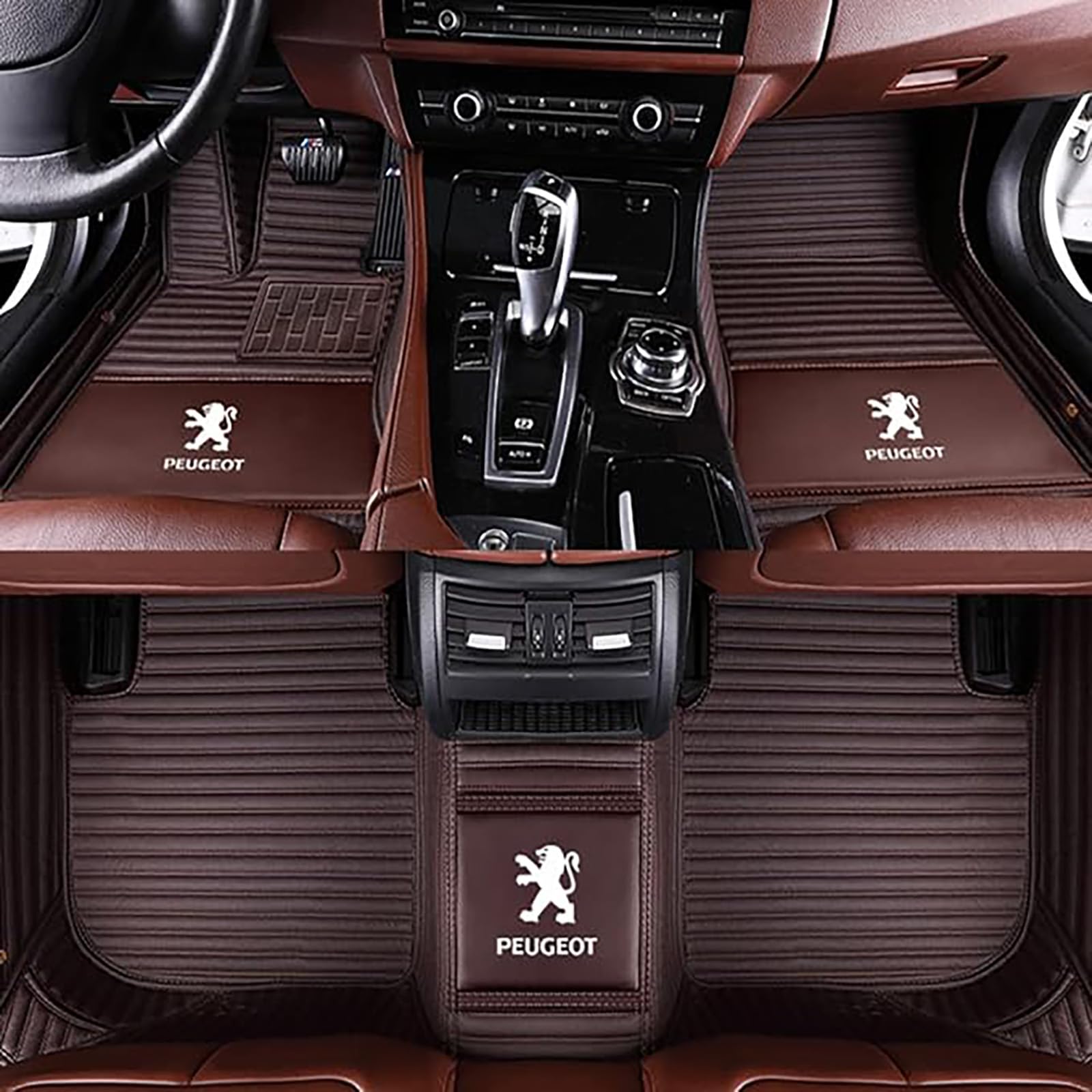 Auto-Fußmatten passend für Peugeot 508 (31cm) 2019-2022 2023, Allwetter-Pads, All Inclusive Stil Wasserdichtes Anti Rutsch Tragen Leder Automatten,D-Coffee von XWMRBD