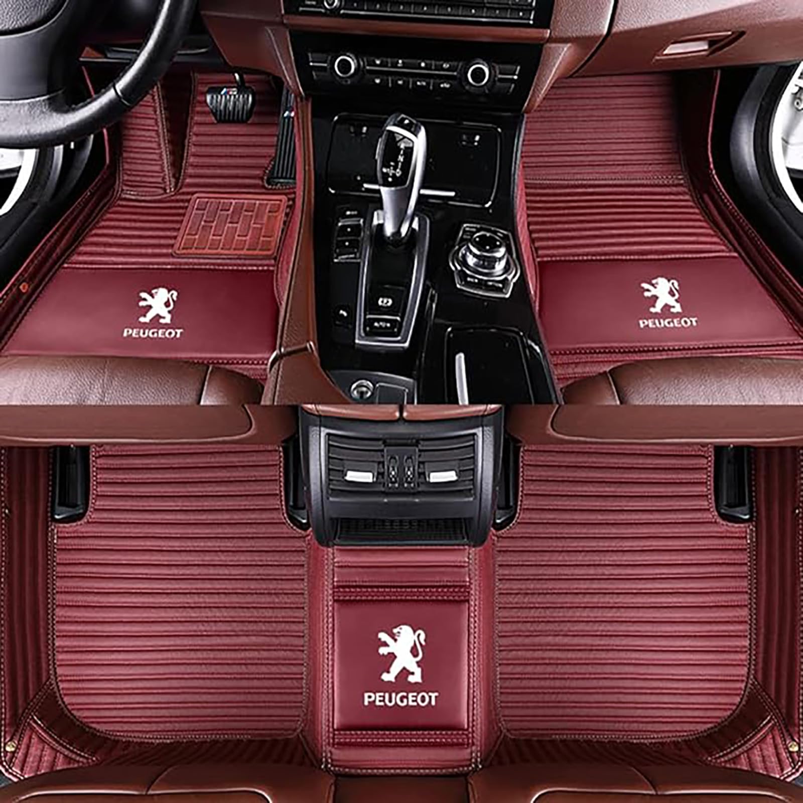 Auto-Fußmatten passend für Peugeot 508 2011-2017, Allwetter-Pads, All Inclusive Stil Wasserdichtes Anti Rutsch Tragen Leder Automatten,E-Winered von XWMRBD