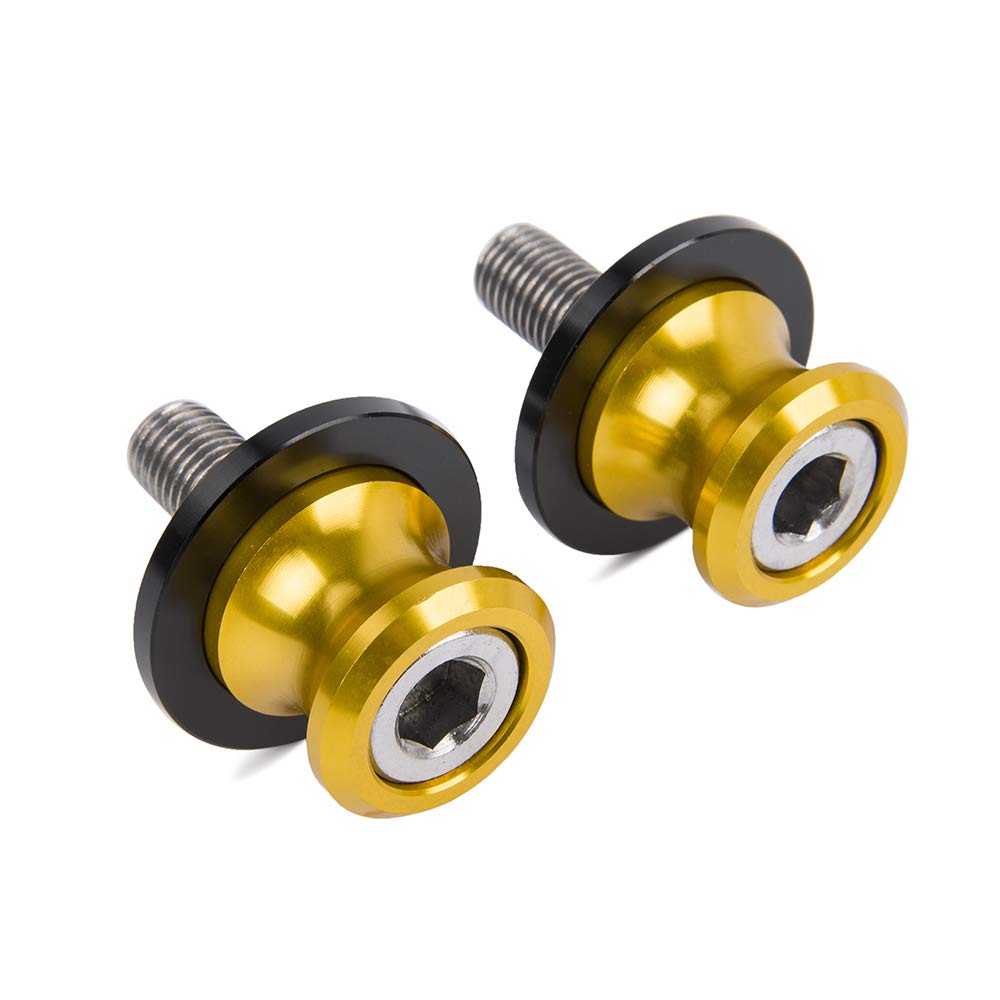 XX eCommerce Motorrad 1 Paar Schwinge 6mm Schieberegler Spule Stand Schraube Zucht Bolzen Nuss Kit für R1 R3 FZ MT 07 09 Aprilia (Gold) von XX eCommerce