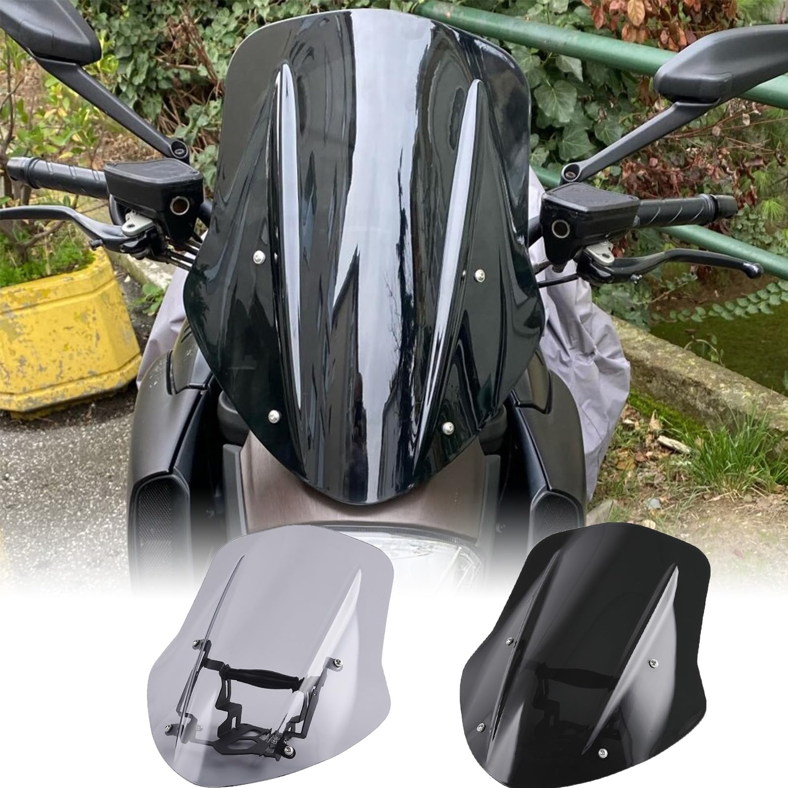 XX ecommerce Motorrad Sport Windschutzscheibe Schild Bildschirm Deflektoren mit Montage Halterung für 2014-2018 Ducati Diavel 2015 2016 2017 (Rauch) von XX eCommerce