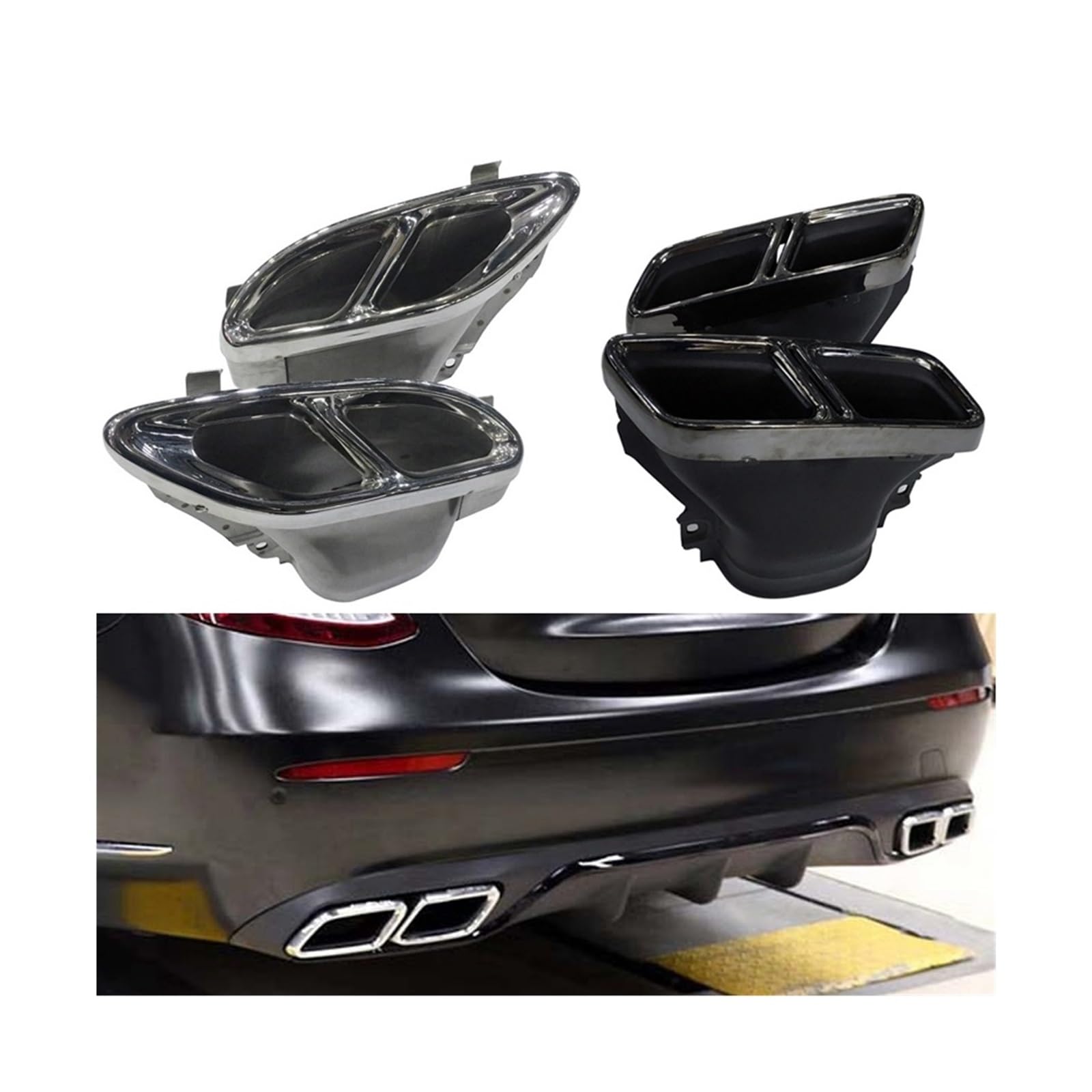 1 Paar Autoauspuffanlagen Schalldämpferspitze Endrohr Edelstahl Kompatibel for Benz W212 W222 W213 E200 E300 E63 AMG 14-19(Black 2014-2016) von XXDRKEGS