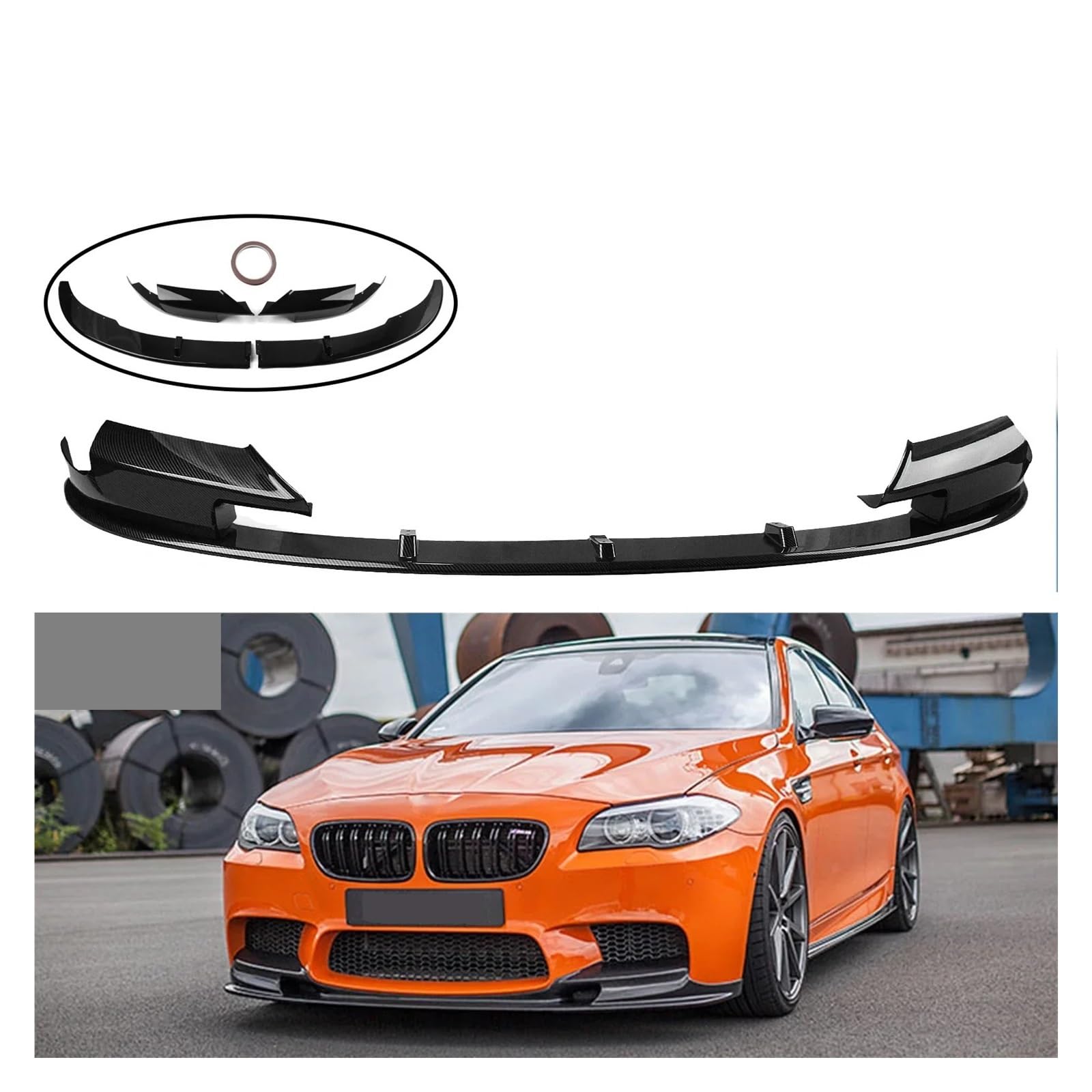 4 STÜCKE Kompatibel for BMW F10 M5 2012-2016 Auto Frontstoßstange Lippe Spoiler Untere Entlüftungsecke Seitensplitter Abdeckung Schutz Body Kit(Carbon Fiber Style) von XXDRKEGS