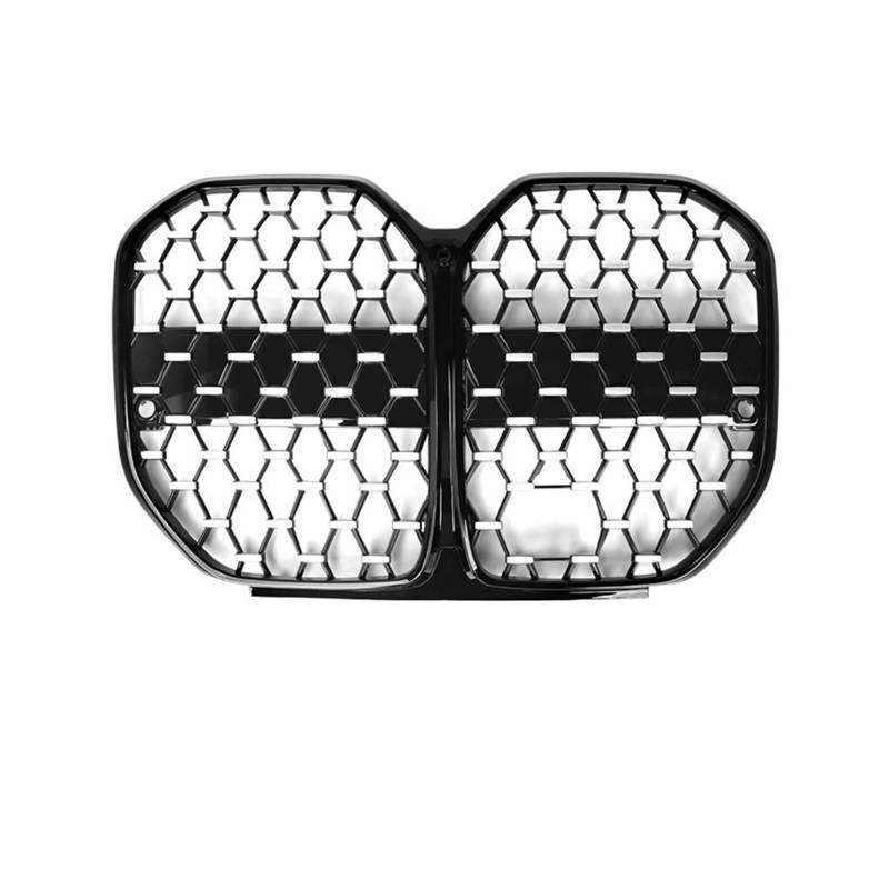 Auto-Frontgrill, kompatibel mit BMW 4er G22 G23 G26 2/4-Türer 2021–2023, 420i, 430i, 435i, M440i, Nierenstoßstangen-Oberteil, Racing-Grill(26 Black Silver) von XXDRKEGS