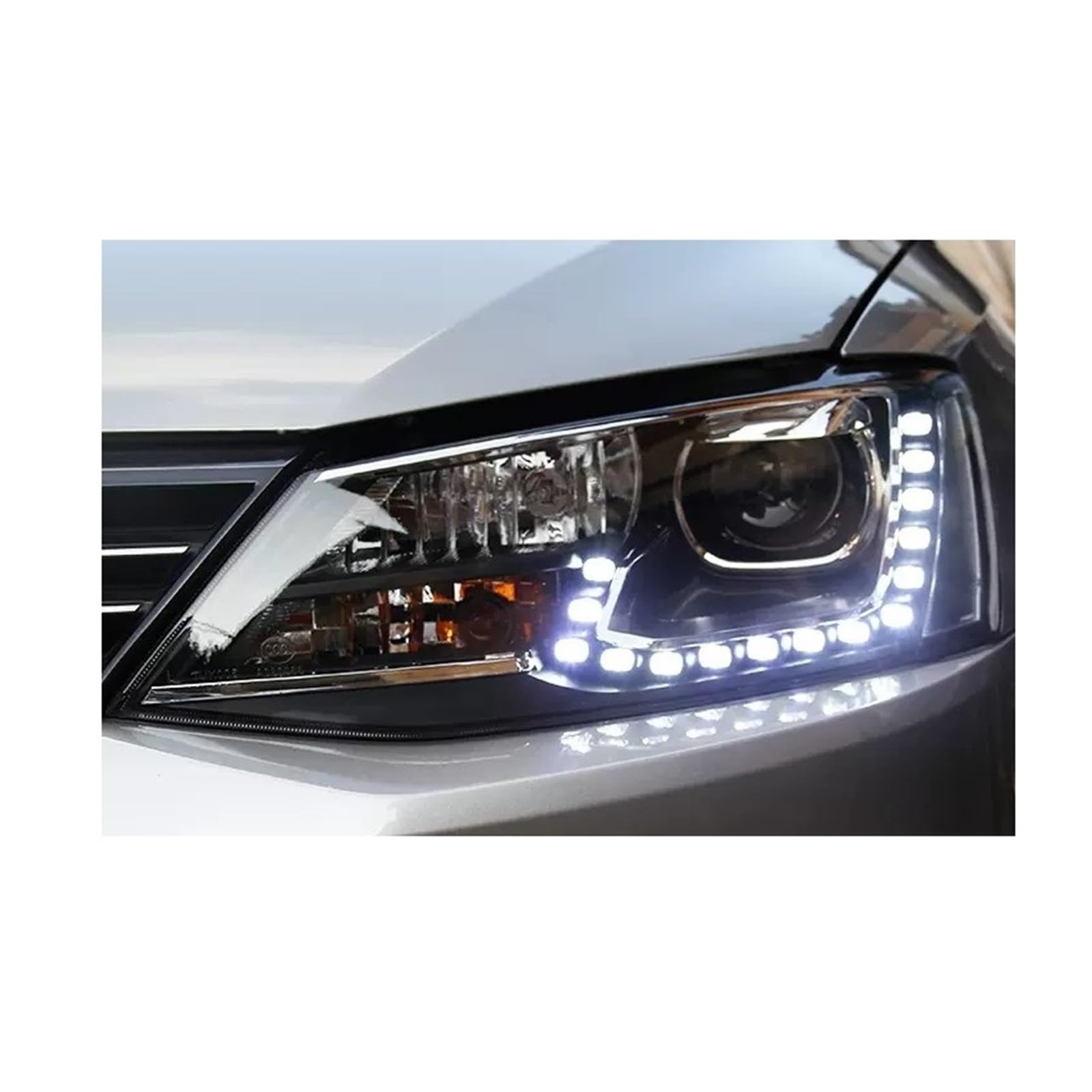 Auto Zubehör Kompatibel for Jetta Kopf Licht 2012-2018 Sagitar Scheinwerfer DRL Blinker Fernlicht Projektor Objektiv von XXDRKEGS