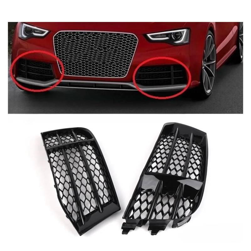 Glänzend schwarz Auto Nebelscheinwerfer Grill Lampenabdeckung Honeycomb Hex Frontgrill Grill kompatibel for RS5 B8.5 2013 2014 2015 2016 8T0807681F(Only Left) von XXDRKEGS