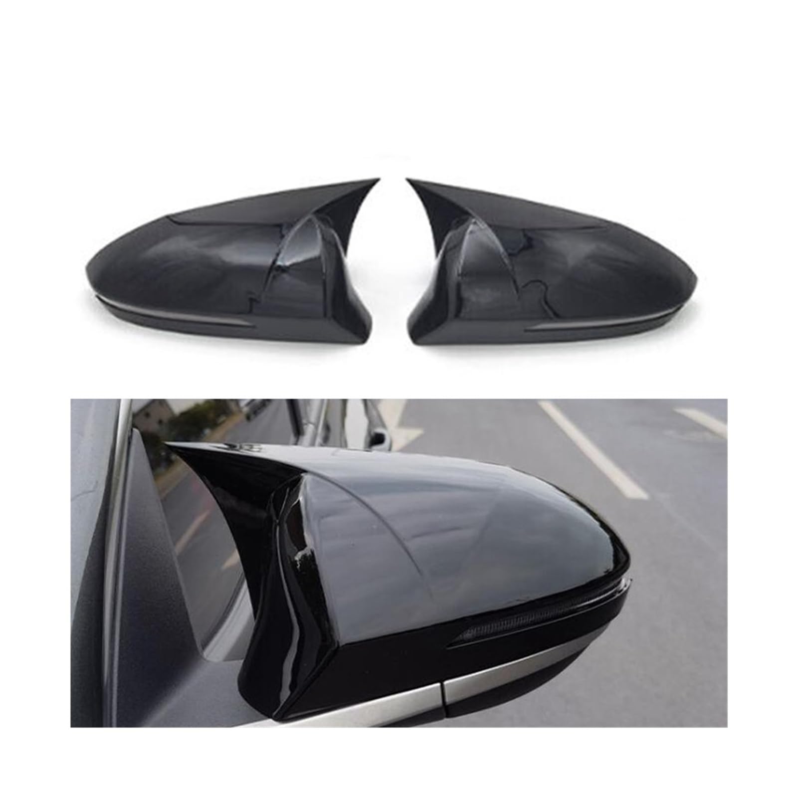 Kompatibel for Hyundai Tucson 2021-2023 2022 Auto Rückspiegel Abdeckung Außen Zubehör Ox Horn Seite Shell Caps Trim Carbon Fiber(Gloss Black) von XXDRKEGS