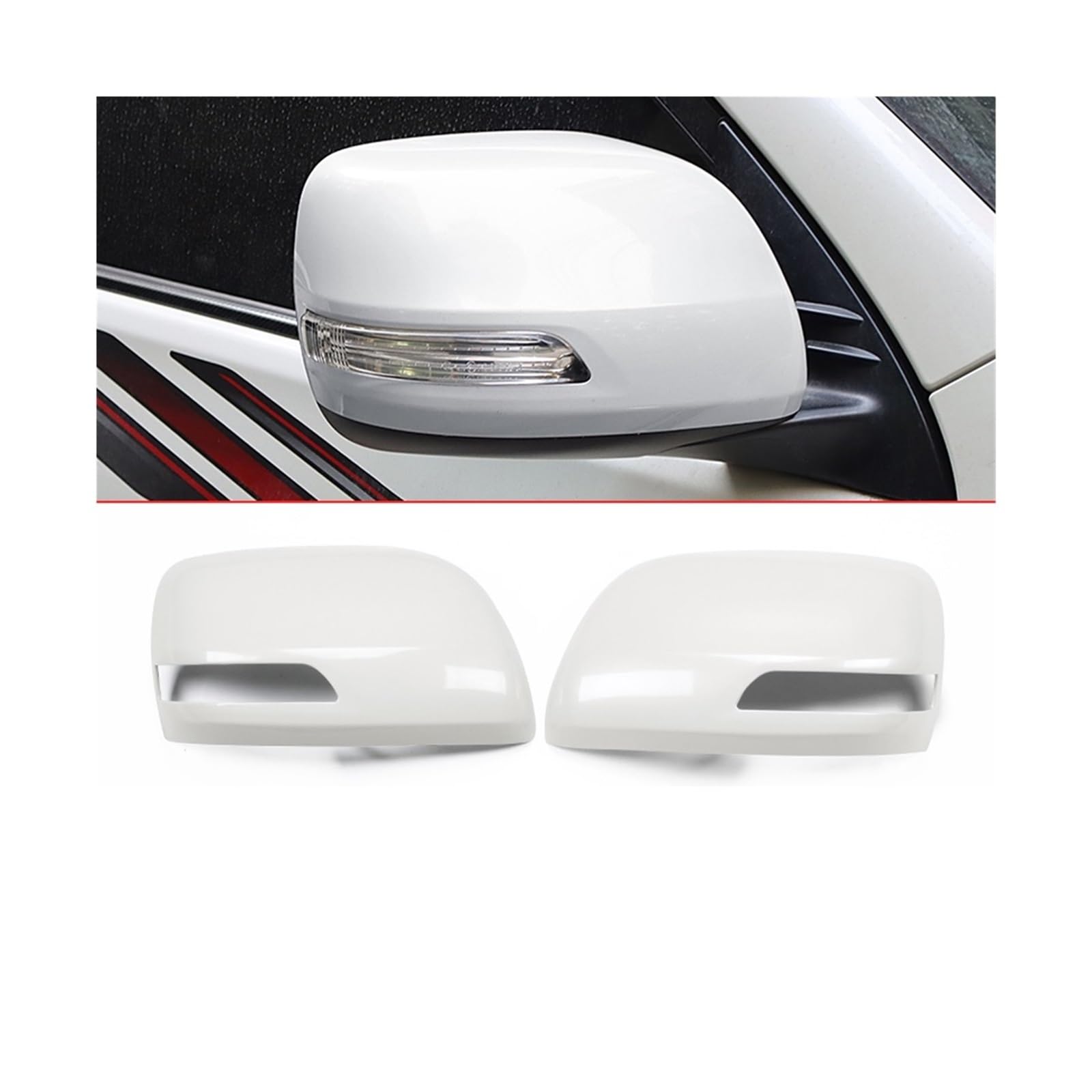 Kompatibel mit 2008-2021 Toyota Land Cruiser 200 Prado 150 Rückspiegelabdeckung Lc150 LC200 Modifikation Externes Zubehör Ersatz(Pearl-White-2Pieces) von XXDRKEGS