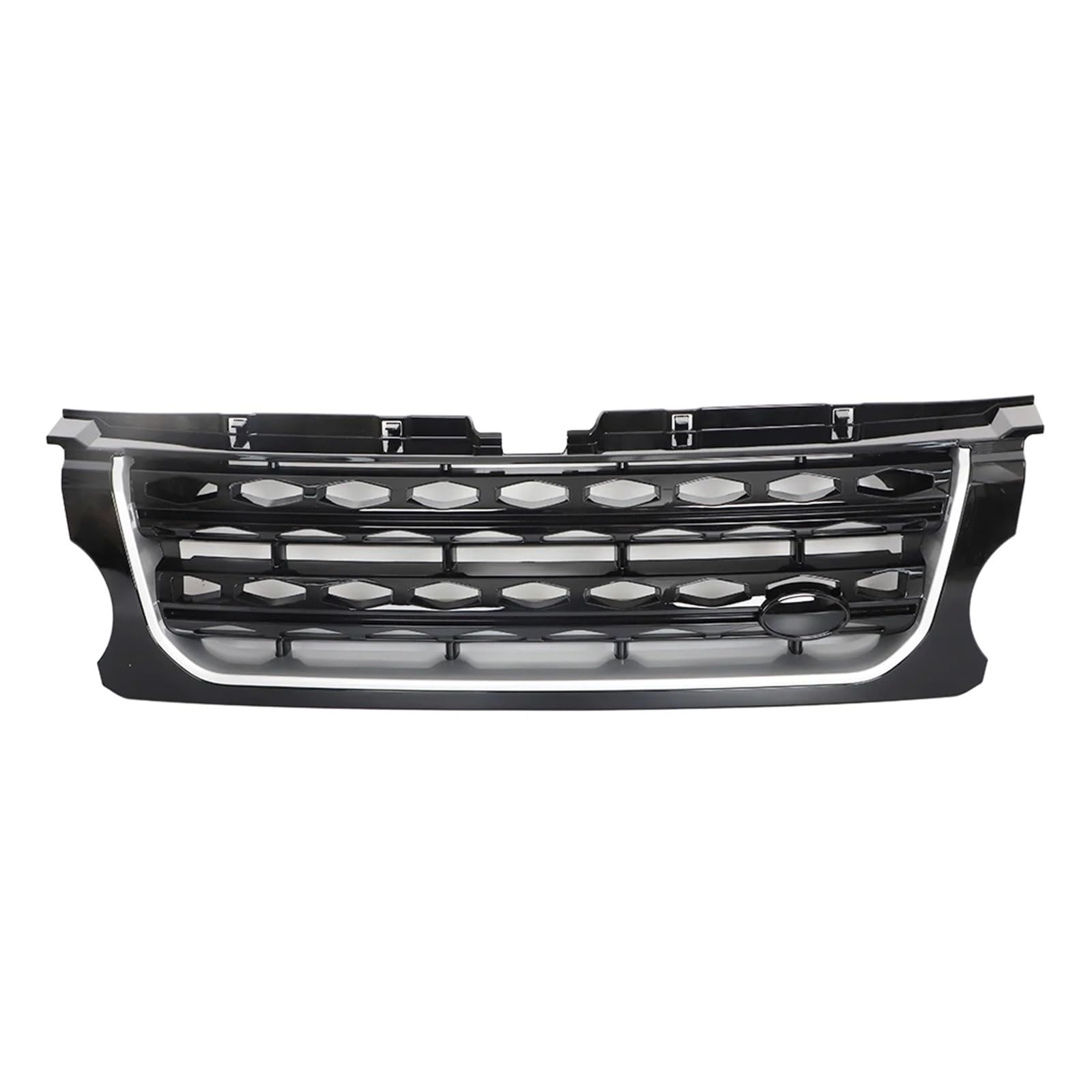 Kühlergrill kompatibel for Land Rover Discovery 4 LR4 2014–2016 L319, vordere Stoßstange, Mittelverkleidung, Styling, obere Renngitter, Schutz, Autozubehör(Black Bars Of Silver) von XXDRKEGS