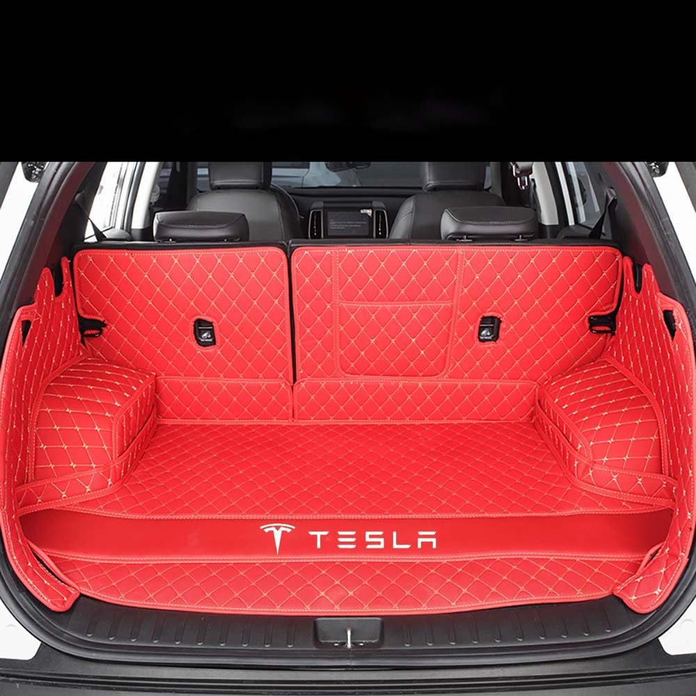 Auto All Inclusive Kofferraummatten, Für Tesla Model X (6 Seats) 2019-, Allwetter Kofferraumwanne Cargo Teppich Kratzfeste KofferraumSchutzmatte,N von XXMMHTFD