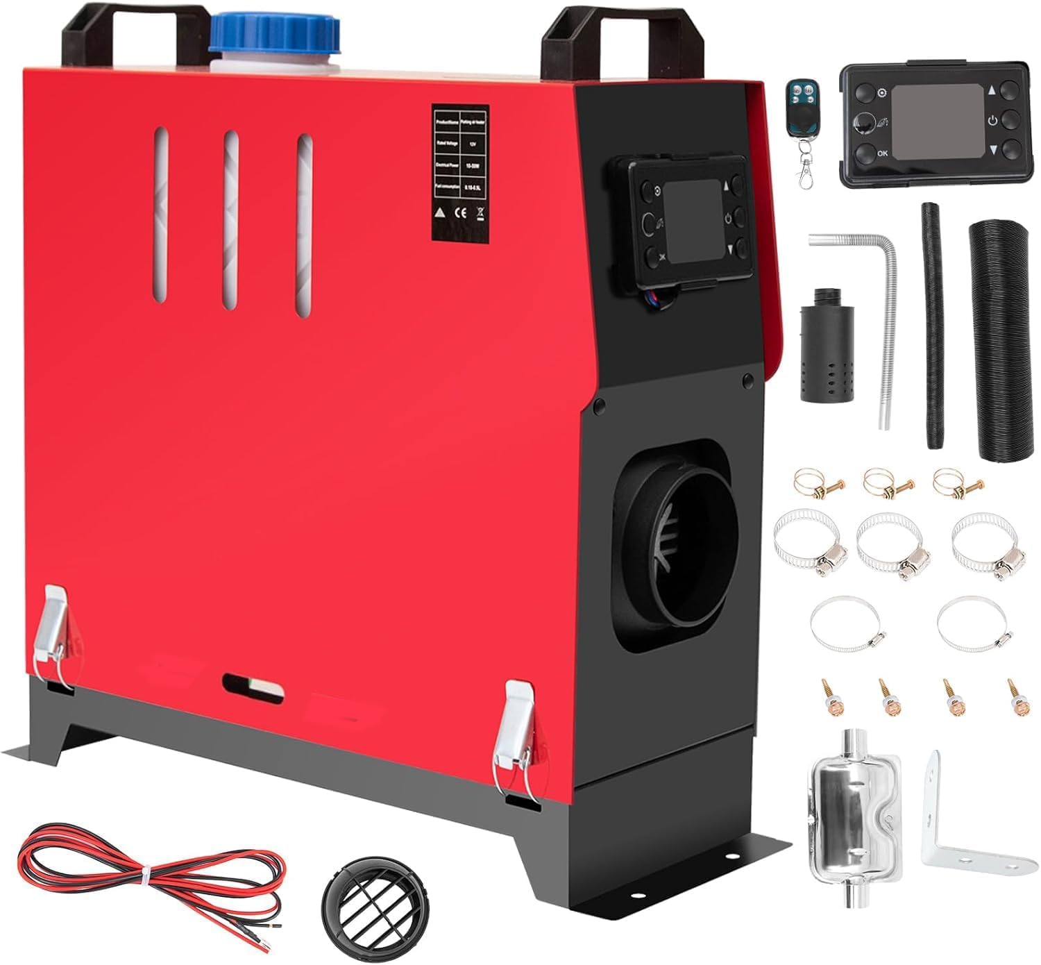 XYJBHB 8 kW Diesel Standheizung, 12 Volt Diesel Luftheizung Kraftstoff Autoheizung mit LCD-Fernanzeige und Schalldämpfer für Wohnmobile, Boote, LKWs (Rot),Remote Control von XYJBHB