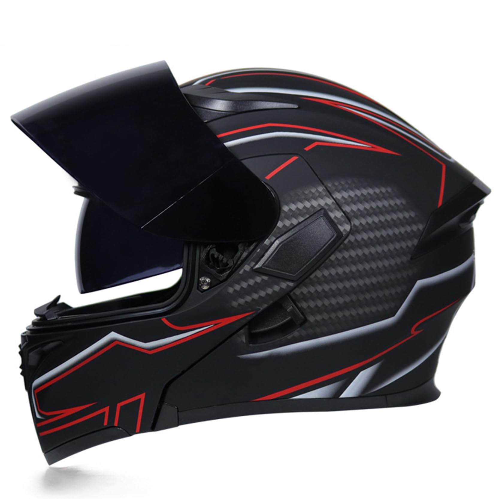 Hochklappen Motorrad-Helm Damen Männer Modulare Vollgesichtshelme HD-Objektiv PC-Doppelspiegel, DOT/ECE-geprüft, Crash Street Helme Vent Design, herausnehmbares Innenfutter,F-XL(61~62cm) von XYLGJYT