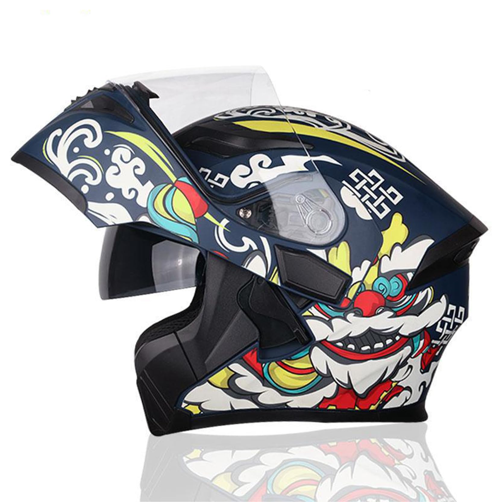 Hochklappen Motorrad-Helm Damen Männer Modulare Vollgesichtshelme HD-Objektiv PC-Doppelspiegel, DOT/ECE-geprüft, Crash Street Helme Vent Design, herausnehmbares Innenfutter,G-M(57~58cm) von XYLGJYT