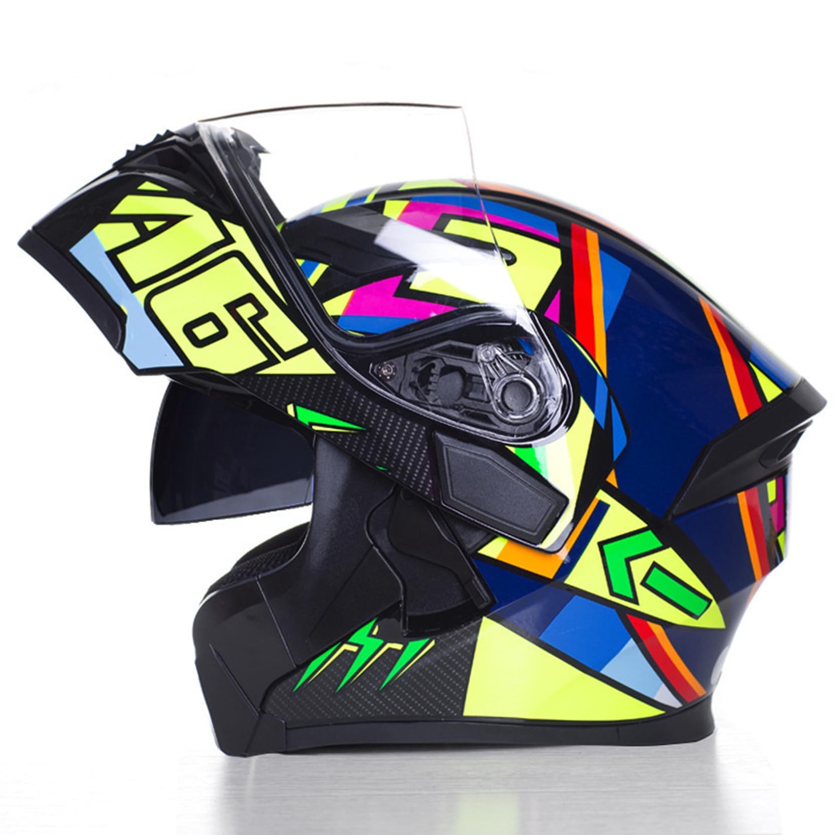 Hochklappen Motorrad-Helm Damen Männer Modulare Vollgesichtshelme HD-Objektiv PC-Doppelspiegel, DOT/ECE-geprüft, Crash Street Helme Vent Design, herausnehmbares Innenfutter,K-XL(61~62cm) von XYLGJYT