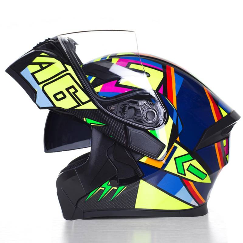 Hochklappen Motorrad-Helm Damen Männer Modulare Vollgesichtshelme HD-Objektiv PC-Doppelspiegel, DOT/ECE-geprüft, Crash Street Helme Vent Design, herausnehmbares Innenfutter,K-XXL(63~64cm) von XYLGJYT