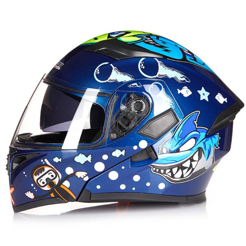 Hochklappen Motorrad-Helm Damen Männer Modulare Vollgesichtshelme HD-Objektiv PC-Doppelspiegel, DOT/ECE-geprüft, Crash Street Helme Vent Design, herausnehmbares Innenfutter,Q-XL(61~62cm) von XYLGJYT