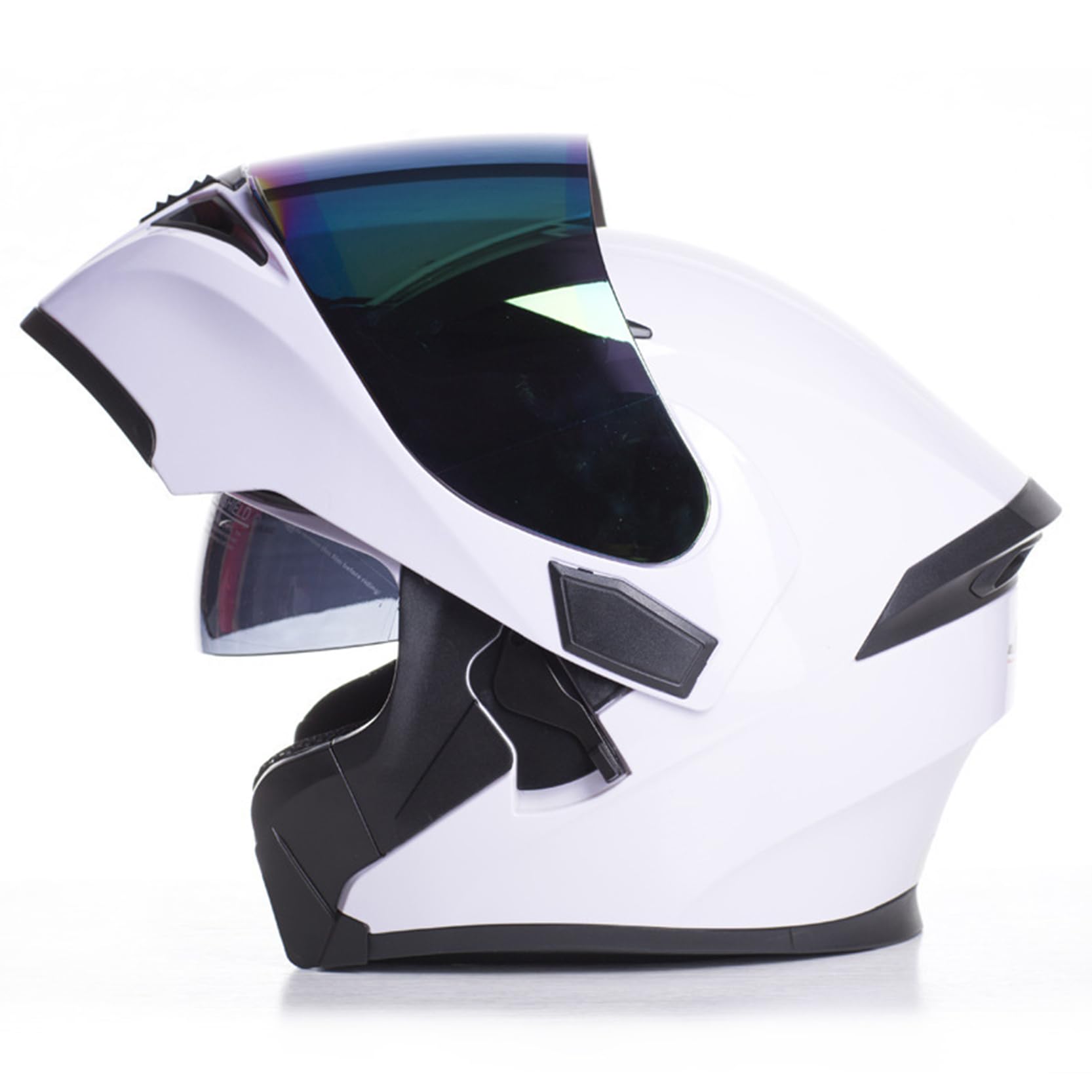 Hochklappen Motorrad-Helm Damen Männer Modulare Vollgesichtshelme HD-Objektiv PC-Doppelspiegel, DOT/ECE-geprüft, Crash Street Helme Vent Design, herausnehmbares Innenfutter,S-L(59~60cm) von XYLGJYT