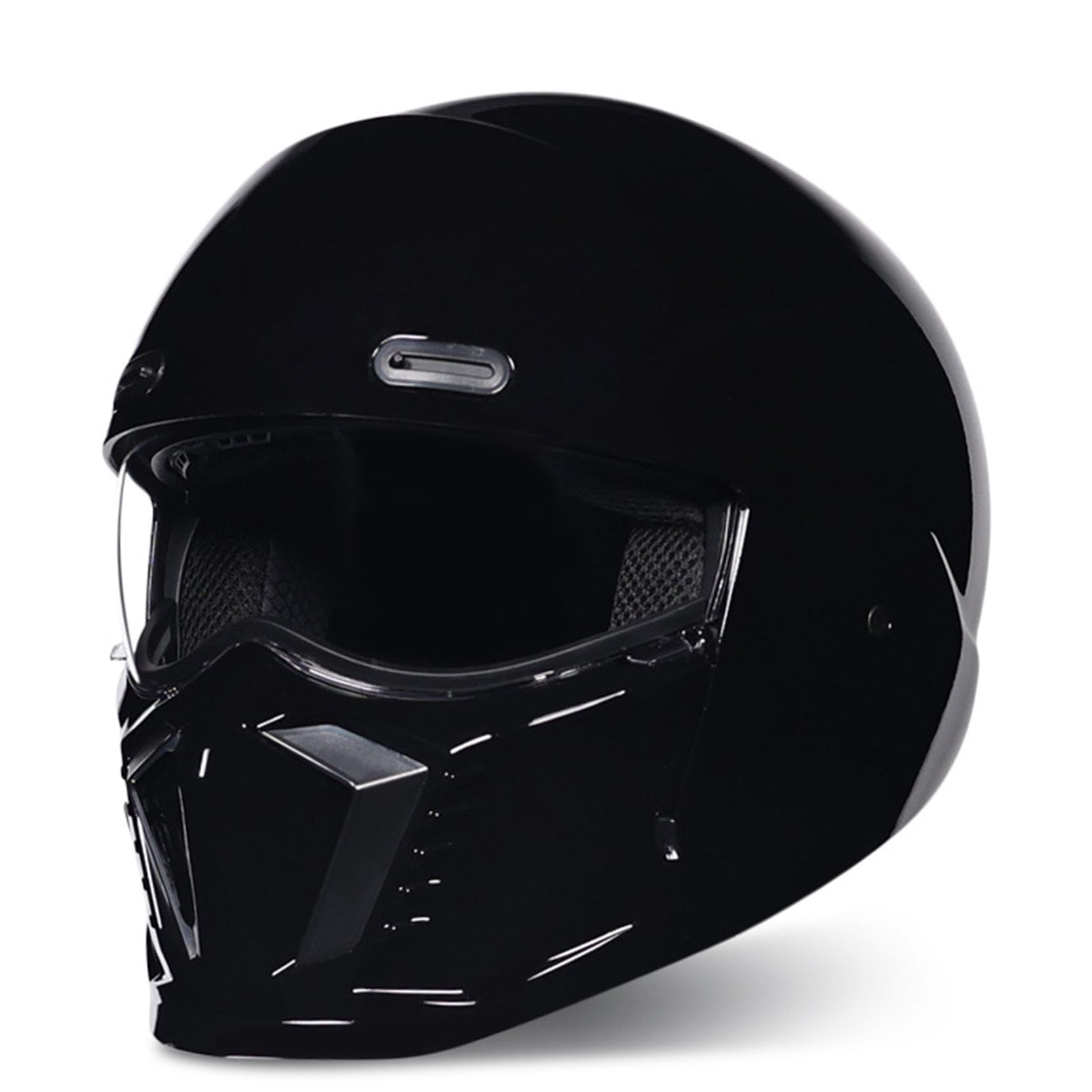 Jahrgang Vollvisierhelm Schwarz Abnehmbarer Mundschutz,Modularer Flip Up Motorradhelm,Dual Form,Vollhelm und 3/4 Helm,für Männer Frauen,ECE/DOT zugelassen,Black A-L(57~58cm) von XYLGJYT