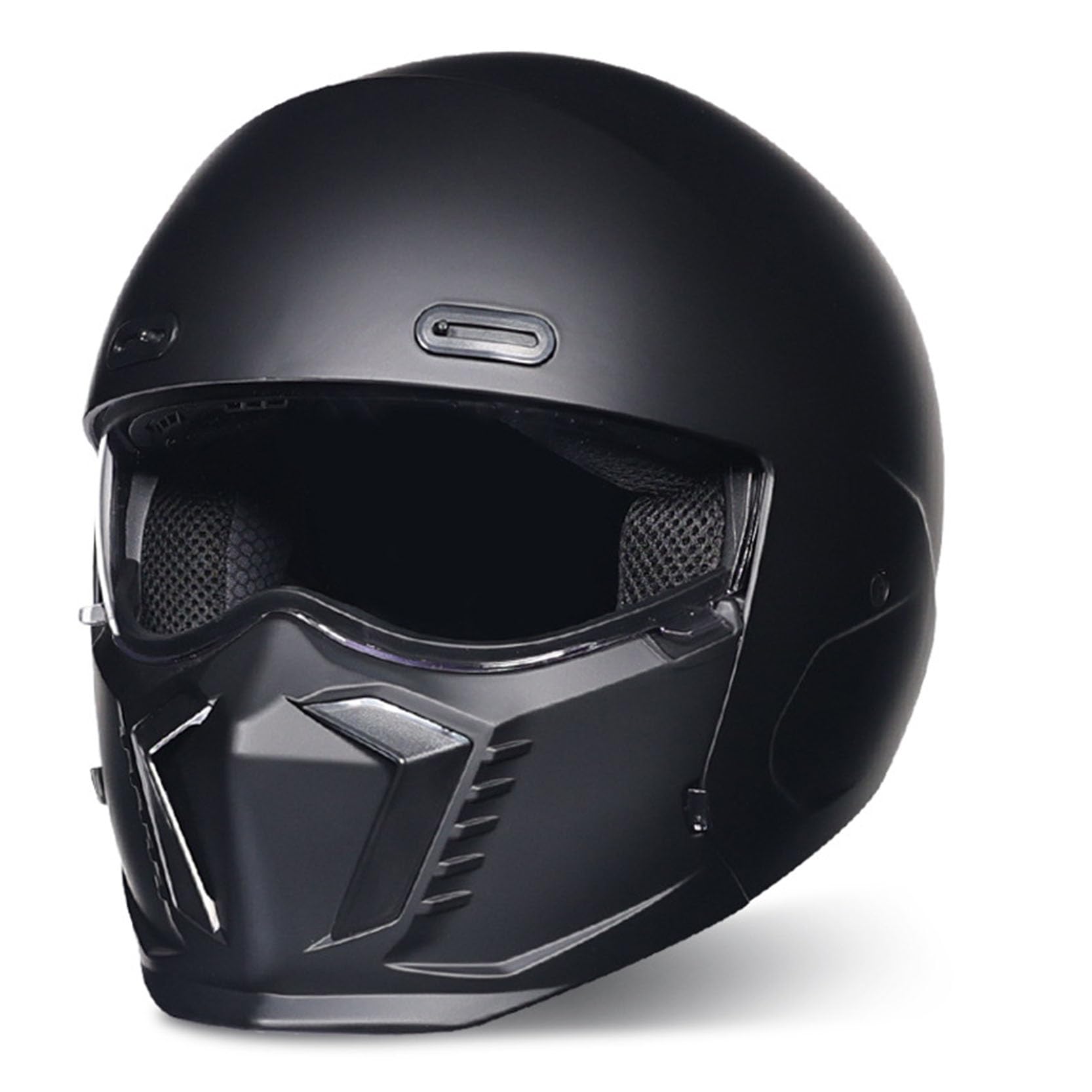 Jahrgang Vollvisierhelm Schwarz Abnehmbarer Mundschutz,Modularer Flip Up Motorradhelm,Dual Form,Vollhelm und 3/4 Helm,für Männer Frauen,ECE/DOT zugelassen,Black B-M(55~56cm) von XYLGJYT