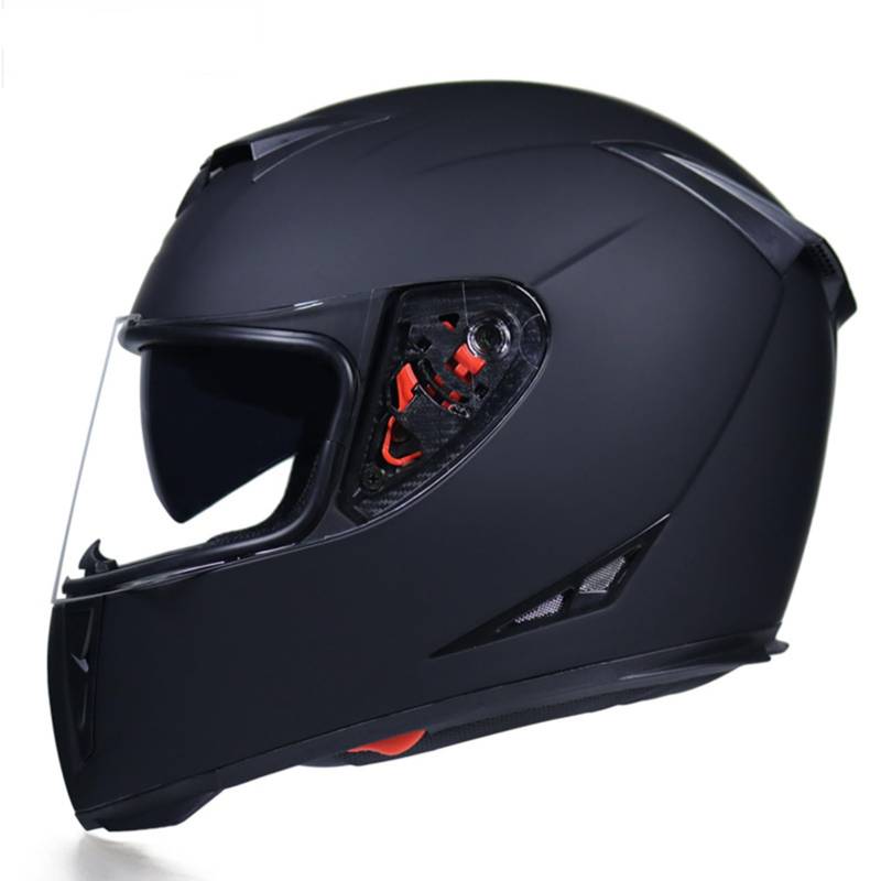 Motorradhelm Schwarz Aufklappbare modulare Helme DOT/ECE genehmigt, Full Face Helm Vent Design und Dual Visor Scooter Helm Crash Helm für Männer Frauen,A-L(56~57cm) von XYLGJYT