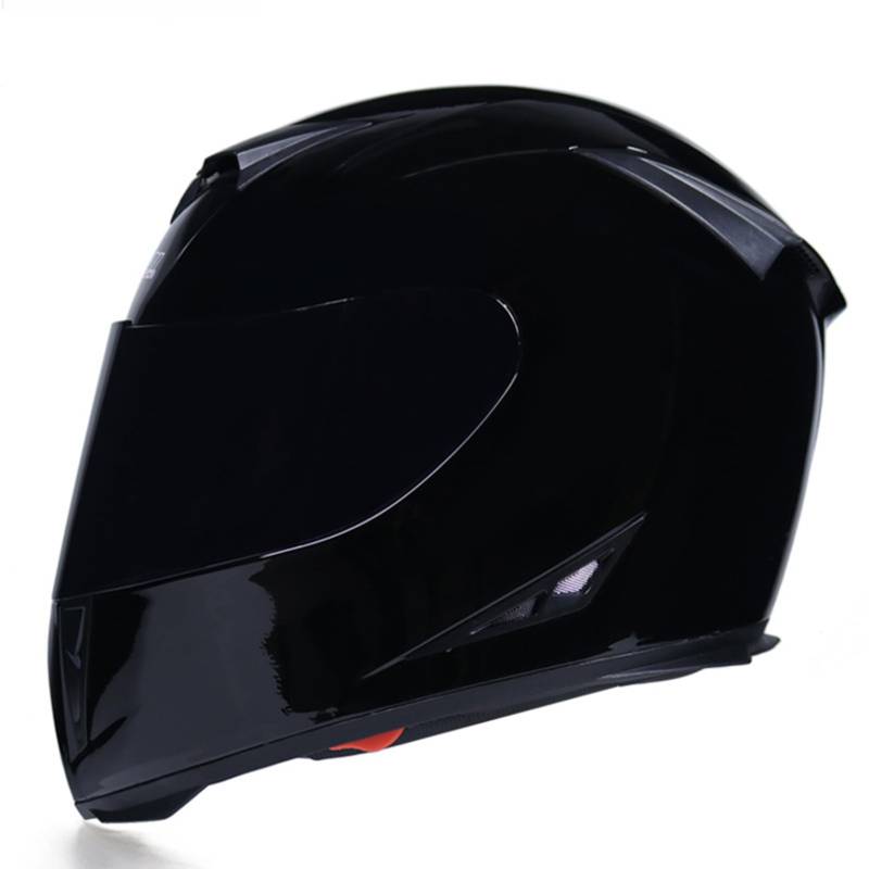 Motorradhelm Schwarz Aufklappbare modulare Helme DOT/ECE genehmigt, Full Face Helm Vent Design und Dual Visor Scooter Helm Crash Helm für Männer Frauen,D-XXL(60~61cm) von XYLGJYT