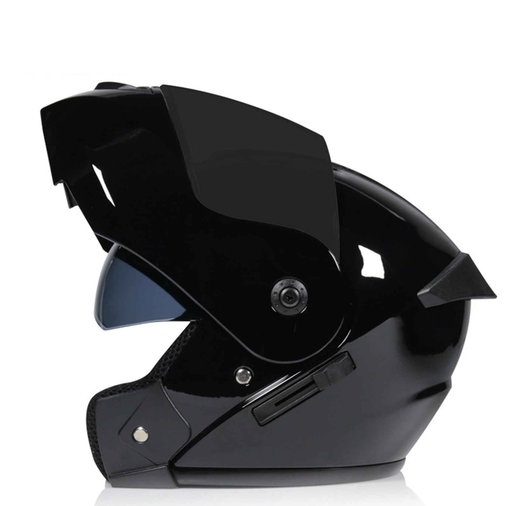 Vollgesichts-Motorrad-Helm Modularer integrierter Motorradhelm mit doppeltem Visier für Erwachsene, Männer und Frauen, bequemes, atmungsaktives Futter, DOT/ECE-geprüft,Black A-XL(60~61cm) von XYLGJYT