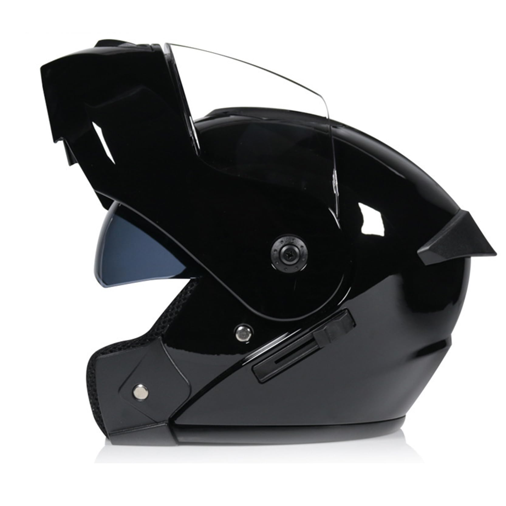 Vollgesichts-Motorrad-Helm Modularer integrierter Motorradhelm mit doppeltem Visier für Erwachsene, Männer und Frauen, bequemes, atmungsaktives Futter, DOT/ECE-geprüft,Black B-XL(60~61cm) von XYLGJYT