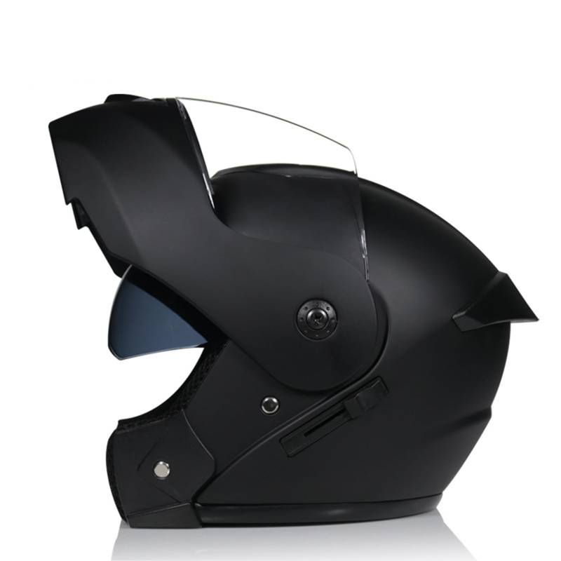 Vollgesichts-Motorrad-Helm Modularer integrierter Motorradhelm mit doppeltem Visier für Erwachsene, Männer und Frauen, bequemes, atmungsaktives Futter, DOT/ECE-geprüft,Black D-L(58~59cm) von XYLGJYT