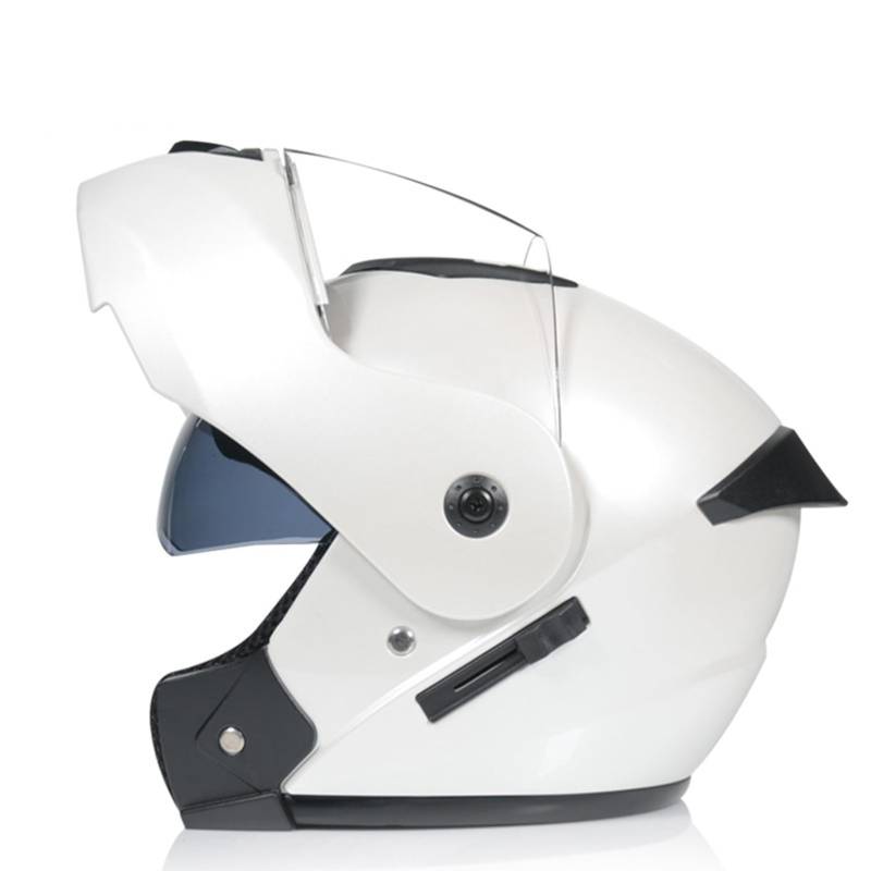 Vollgesichts-Motorrad-Helm Modularer integrierter Motorradhelm mit doppeltem Visier für Erwachsene, Männer und Frauen, bequemes, atmungsaktives Futter, DOT/ECE-geprüft,White E-L(58~59cm) von XYLGJYT