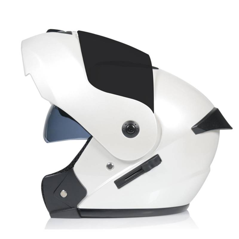 Vollgesichts-Motorrad-Helm Modularer integrierter Motorradhelm mit doppeltem Visier für Erwachsene, Männer und Frauen, bequemes, atmungsaktives Futter, DOT/ECE-geprüft,White F-XL(60~61cm) von XYLGJYT