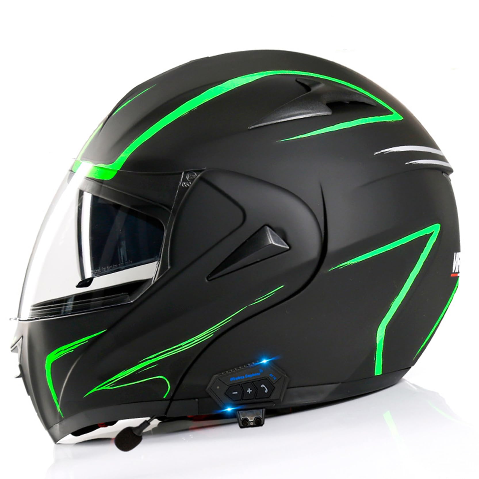 XYLGJYT Bluetooth-Modular-Motorradhelm, DOT/ECE-geprüft, 5 Linsenarten zur Auswahl, integrierter Integralhelm mit Doppelvisier, Klapphelm für Erwachsene, Männer und Frauen,P-L(58~59cm) von XYLGJYT