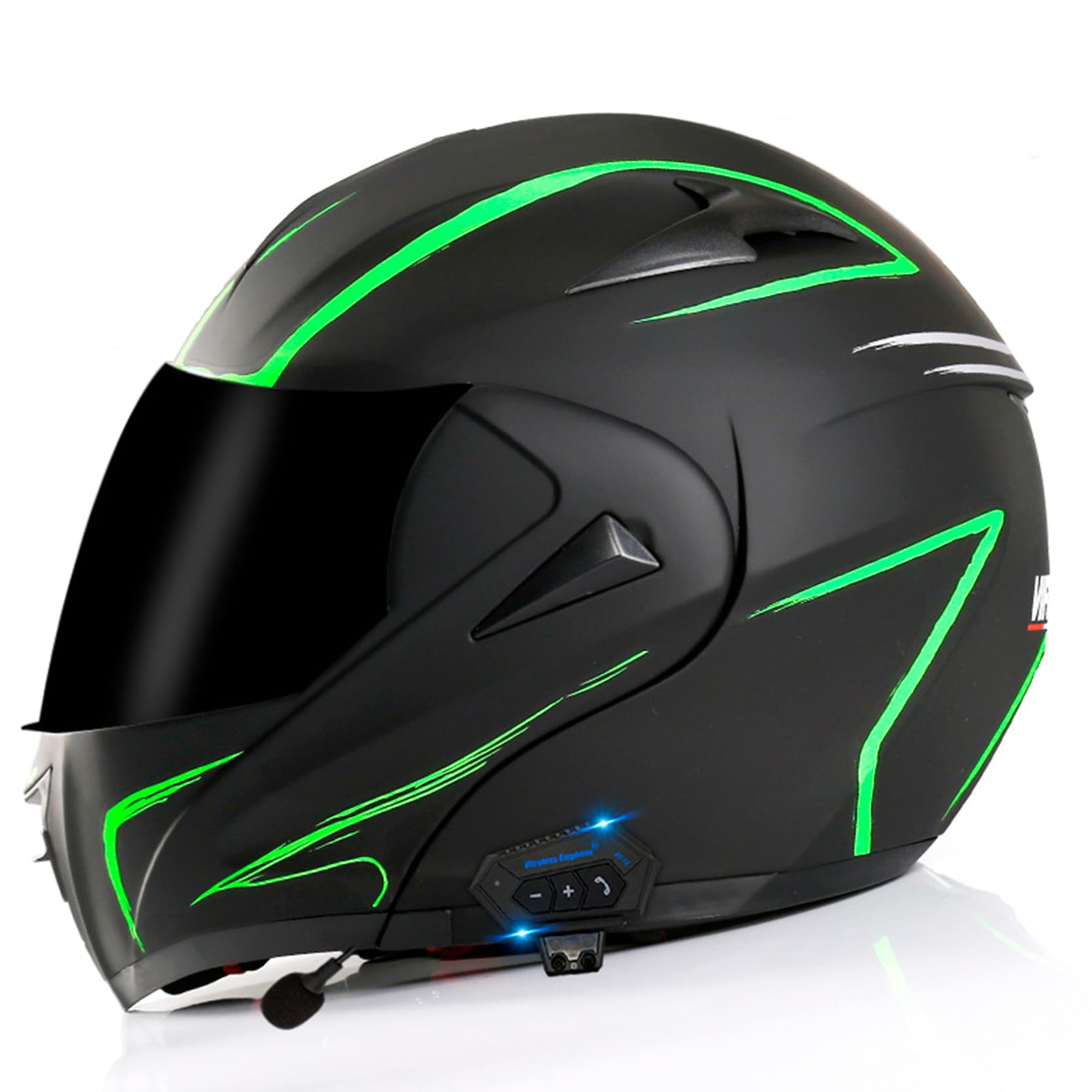 XYLGJYT Bluetooth-Modular-Motorradhelm, DOT/ECE-geprüft, 5 Linsenarten zur Auswahl, integrierter Integralhelm mit Doppelvisier, Klapphelm für Erwachsene, Männer und Frauen,Q-L(58~59cm) von XYLGJYT