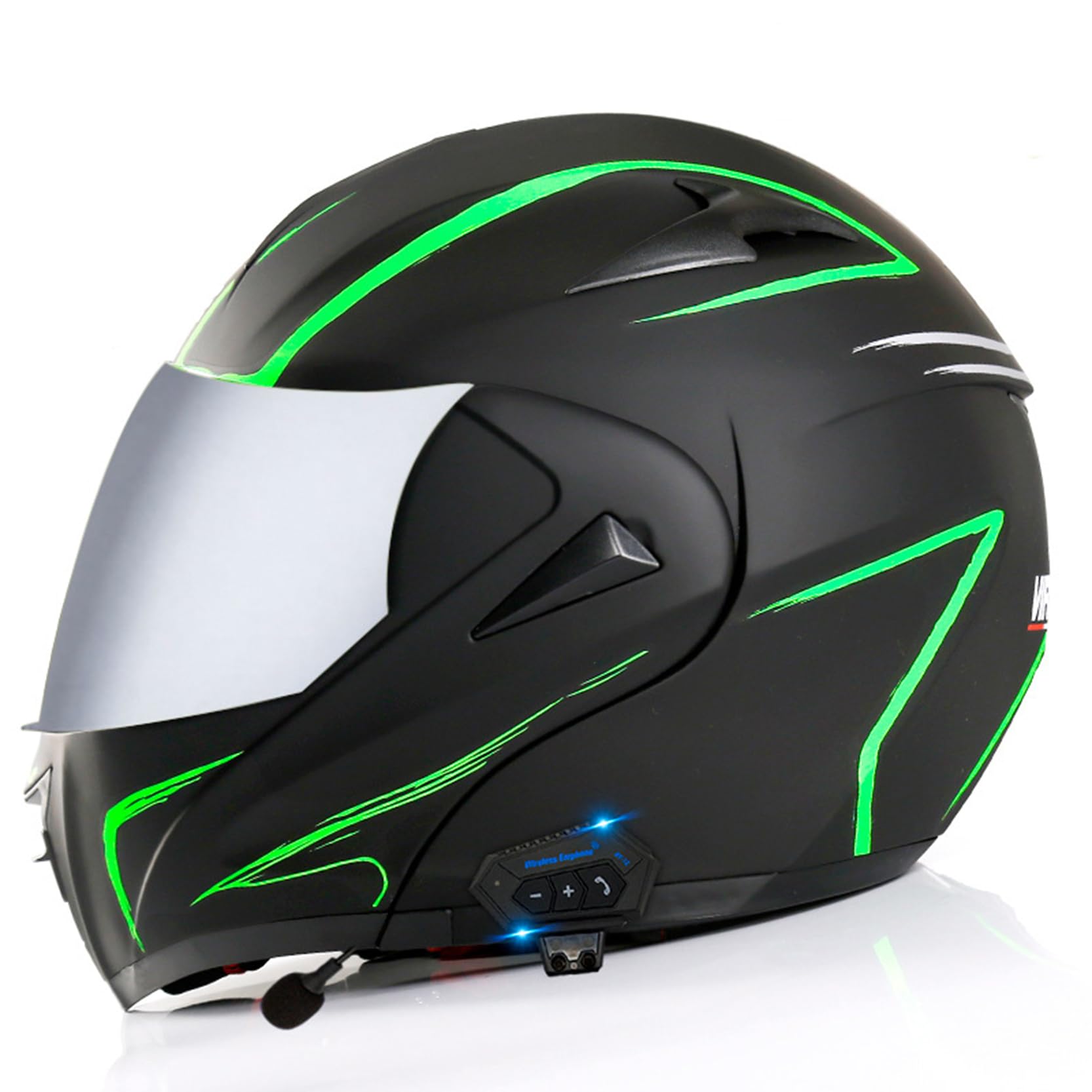 XYLGJYT Bluetooth-Modular-Motorradhelm, DOT/ECE-geprüft, 5 Linsenarten zur Auswahl, integrierter Integralhelm mit Doppelvisier, Klapphelm für Erwachsene, Männer und Frauen,T-L(58~59cm) von XYLGJYT