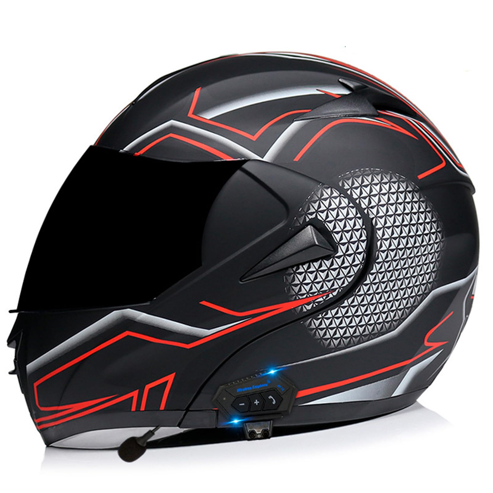 XYLGJYT Bluetooth-Modular-Motorradhelm, DOT/ECE-geprüft, 5 Linsenarten zur Auswahl, integrierter Integralhelm mit Doppelvisier, Klapphelm für Erwachsene, Männer und Frauen,V-L(58~59cm) von XYLGJYT