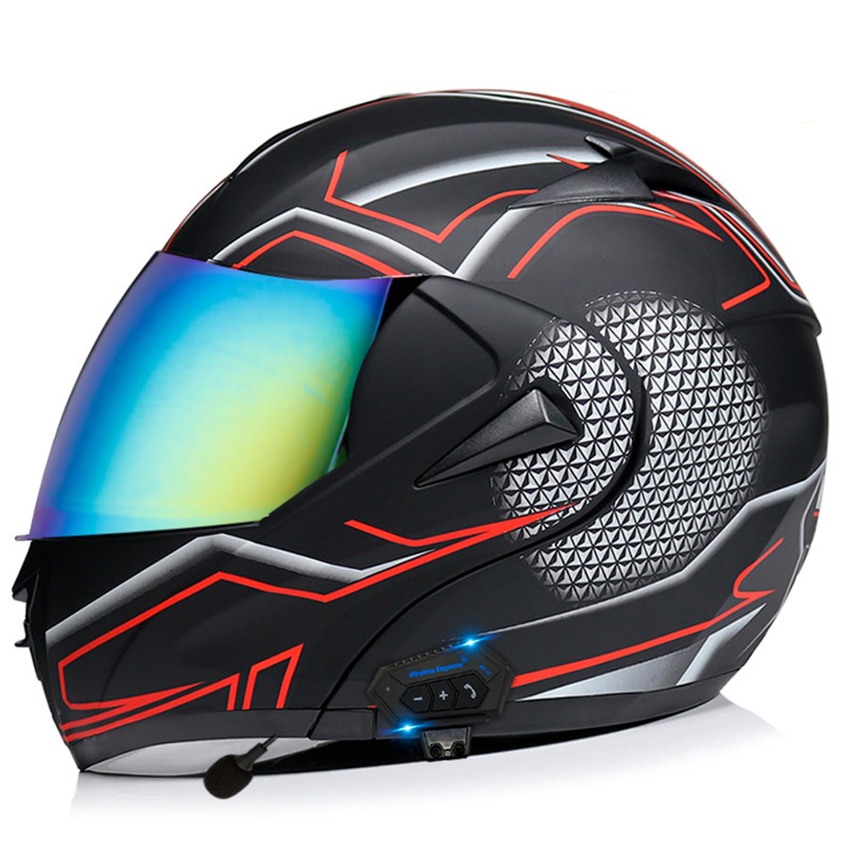 XYLGJYT Bluetooth-Modular-Motorradhelm, DOT/ECE-geprüft, 5 Linsenarten zur Auswahl, integrierter Integralhelm mit Doppelvisier, Klapphelm für Erwachsene, Männer und Frauen,W-M(56~57cm) von XYLGJYT