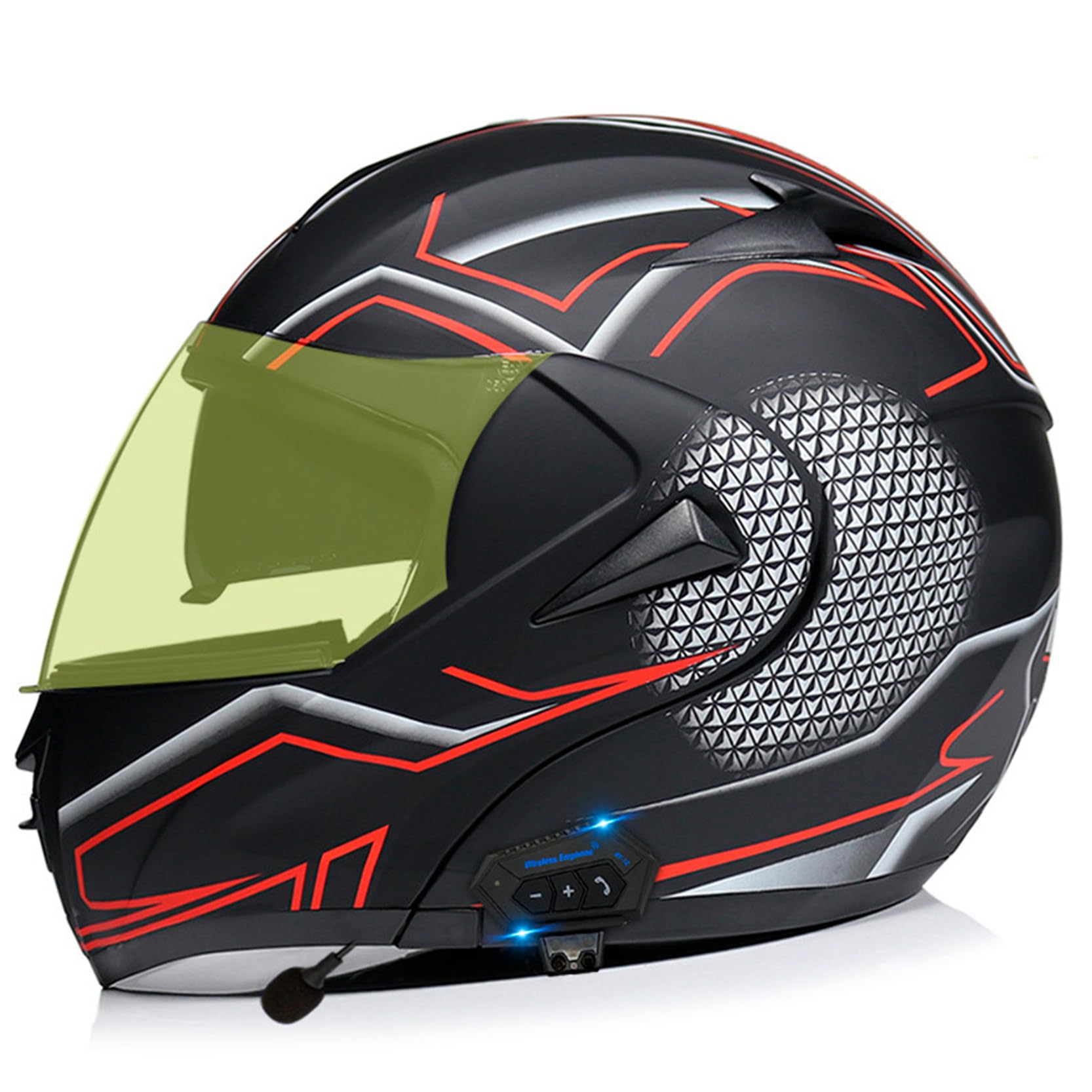 XYLGJYT Bluetooth-Modular-Motorradhelm, DOT/ECE-geprüft, 5 Linsenarten zur Auswahl, integrierter Integralhelm mit Doppelvisier, Klapphelm für Erwachsene, Männer und Frauen,X-L(58~59cm) von XYLGJYT