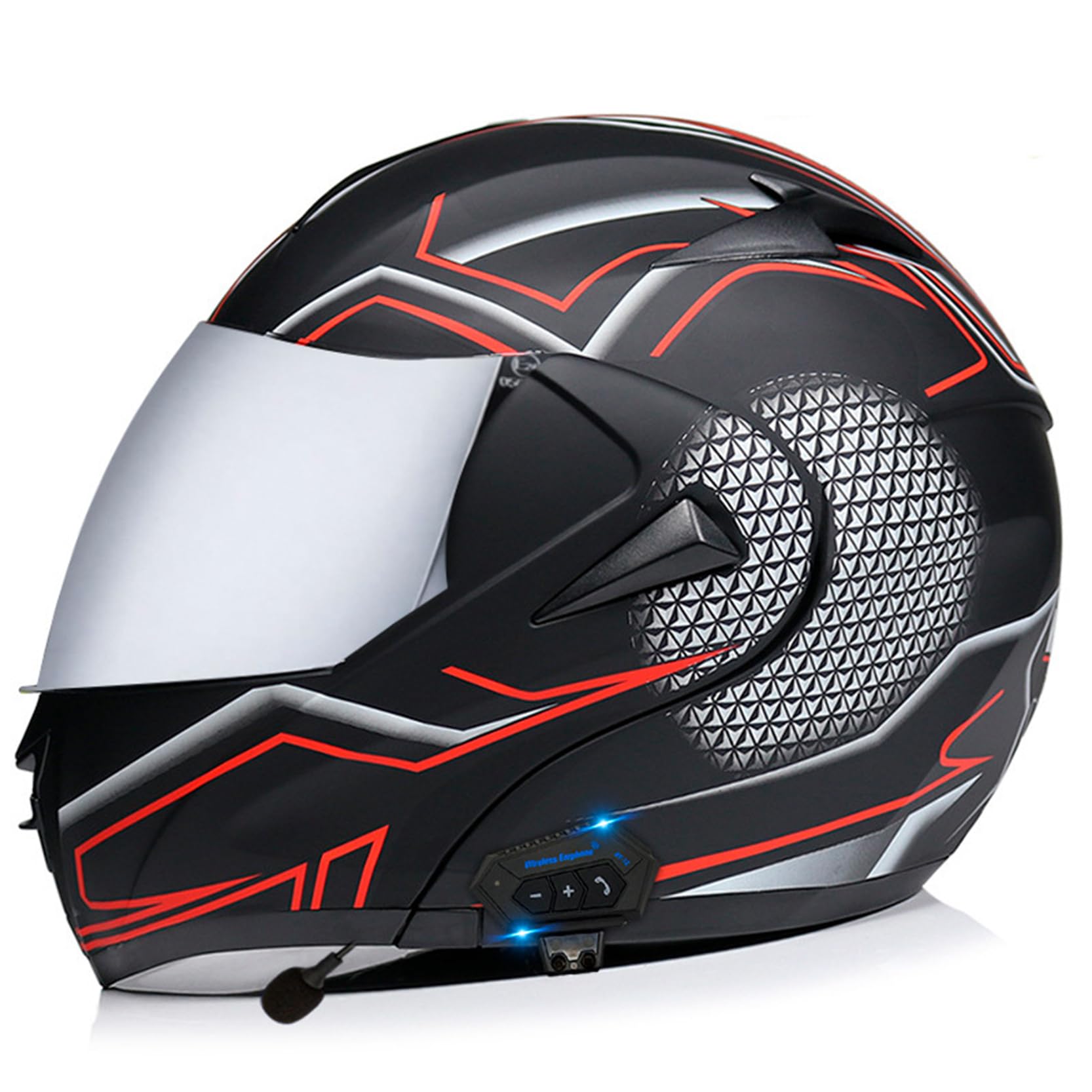 XYLGJYT Bluetooth-Modular-Motorradhelm, DOT/ECE-geprüft, 5 Linsenarten zur Auswahl, integrierter Integralhelm mit Doppelvisier, Klapphelm für Erwachsene, Männer und Frauen,Y-M(56~57cm) von XYLGJYT