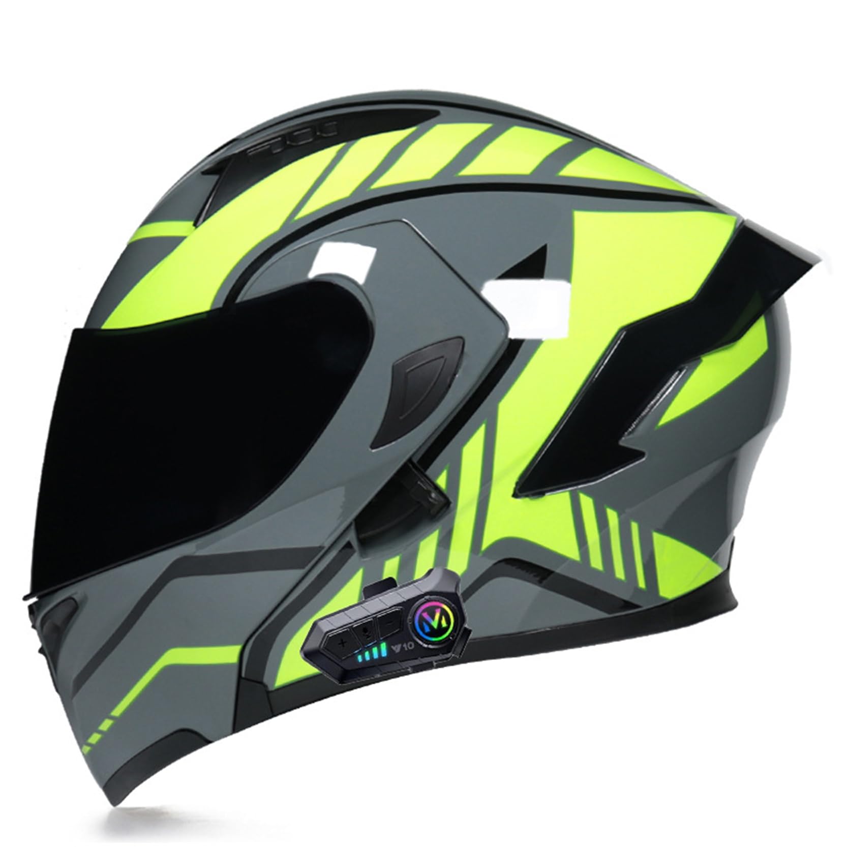 XYLGJYT Motorradhelm Bluetooth Modular Helme Integrierte Full Face Flip Up Motorradhelm, DOT/ECE genehmigt, Belüftung, Doppelvisier, warm, für Vier Jahreszeiten Männer und Frauen,D-L(56~57cm) von XYLGJYT