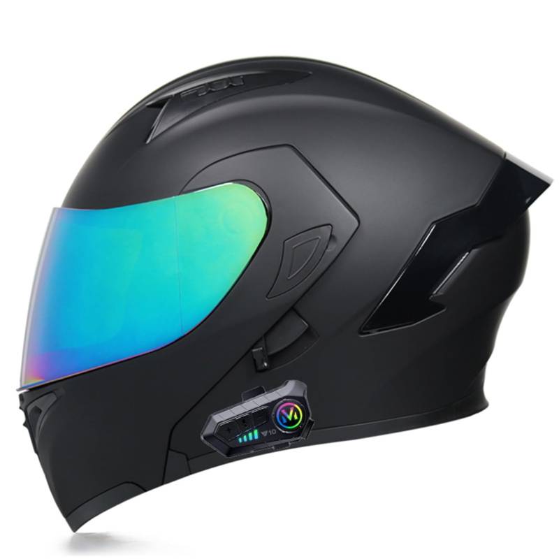 XYLGJYT Motorradhelm Bluetooth Modular Helme Integrierte Full Face Flip Up Motorradhelm, DOT/ECE genehmigt, Belüftung, Doppelvisier, warm, für Vier Jahreszeiten Männer und Frauen,E-L(56~57cm) von XYLGJYT