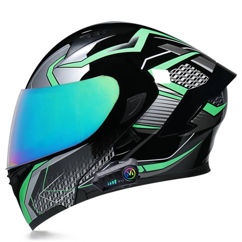 XYLGJYT Motorradhelm Bluetooth Modular Helme Integrierte Full Face Flip Up Motorradhelm, DOT/ECE genehmigt, Belüftung, Doppelvisier, warm, für Vier Jahreszeiten Männer und Frauen,G-L(56~57cm) von XYLGJYT