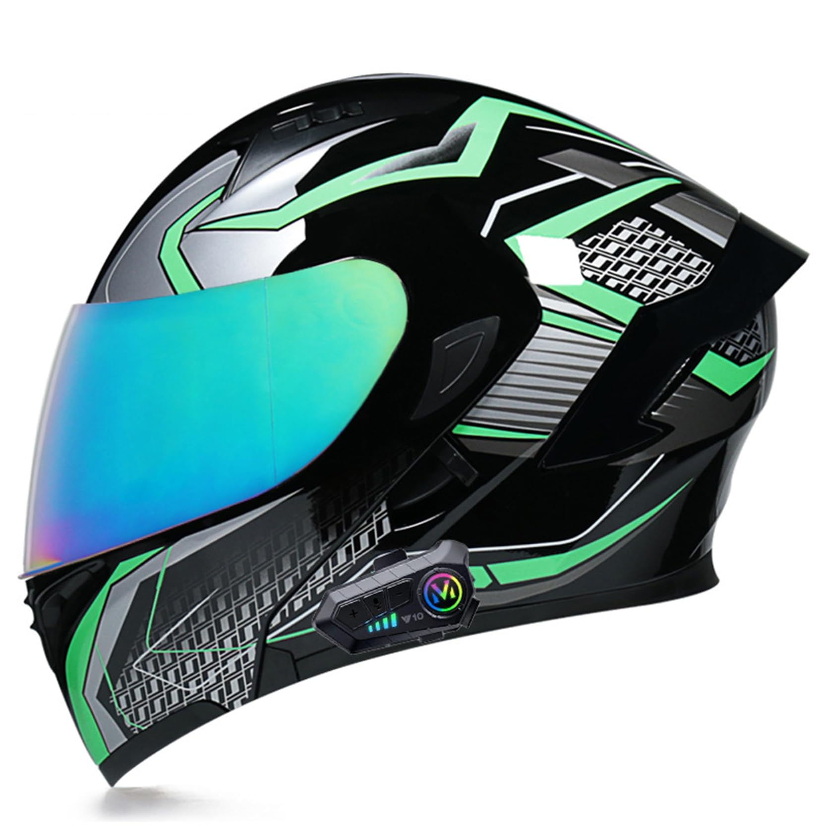 XYLGJYT Motorradhelm Bluetooth Modular Helme Integrierte Full Face Flip Up Motorradhelm, DOT/ECE genehmigt, Belüftung, Doppelvisier, warm, für Vier Jahreszeiten Männer und Frauen,G-M(54~55cm) von XYLGJYT