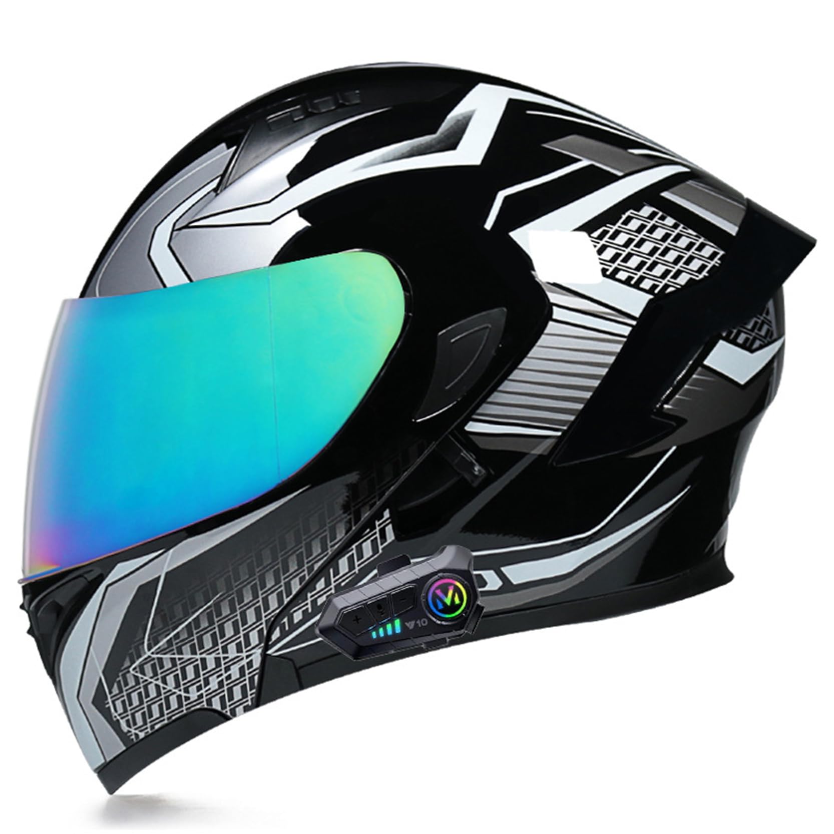 XYLGJYT Motorradhelm Bluetooth Modular Helme Integrierte Full Face Flip Up Motorradhelm, DOT/ECE genehmigt, Belüftung, Doppelvisier, warm, für Vier Jahreszeiten Männer und Frauen,H-L(56~57cm) von XYLGJYT