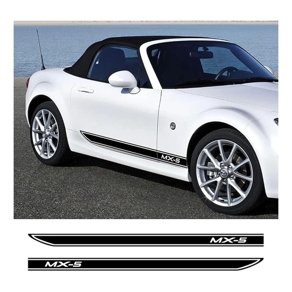 2 Stück Auto Seitenschweller Aufkleber für Mazda MX-5 3, Seitenaufkleber Seiten-Streifen Karosserie Tür Seite Dekoration ZubehöR,Glossy White von XYPDMGRE