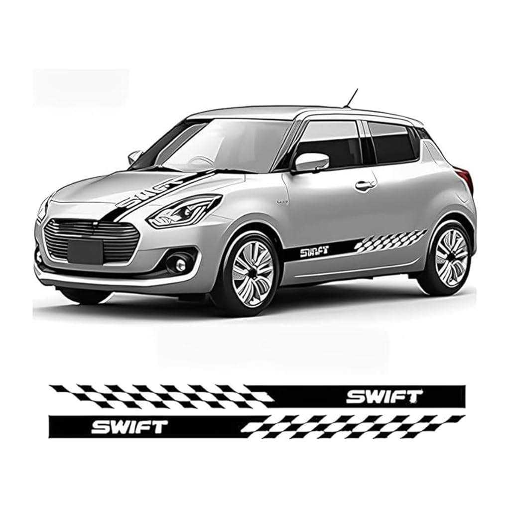 2 Stück Auto Seitenschweller Aufkleber für Suzuki Swift RS Turbo, Seitenaufkleber Seiten-Streifen Karosserie Tür Seite Dekoration ZubehöR von XYPDMGRE