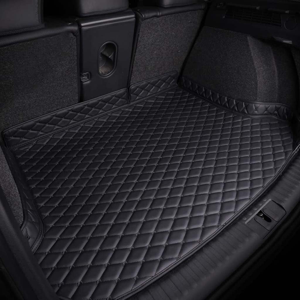 Auto Leder Kofferraummatte für Citroen C2 2003-2009, rutschfest Kratzfestem Kofferraumwanne Kofferraum Schutzmatten Cargo Teppich ZubehöR,A-All Black-with Raised Edge von XYPDMGRE