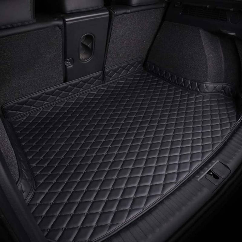 Auto Leder Kofferraummatte für Citroen C5 2010-2019, rutschfest Kratzfestem Kofferraumwanne Kofferraum Schutzmatten Cargo Teppich ZubehöR,A-All Black-with Raised Edge von XYPDMGRE