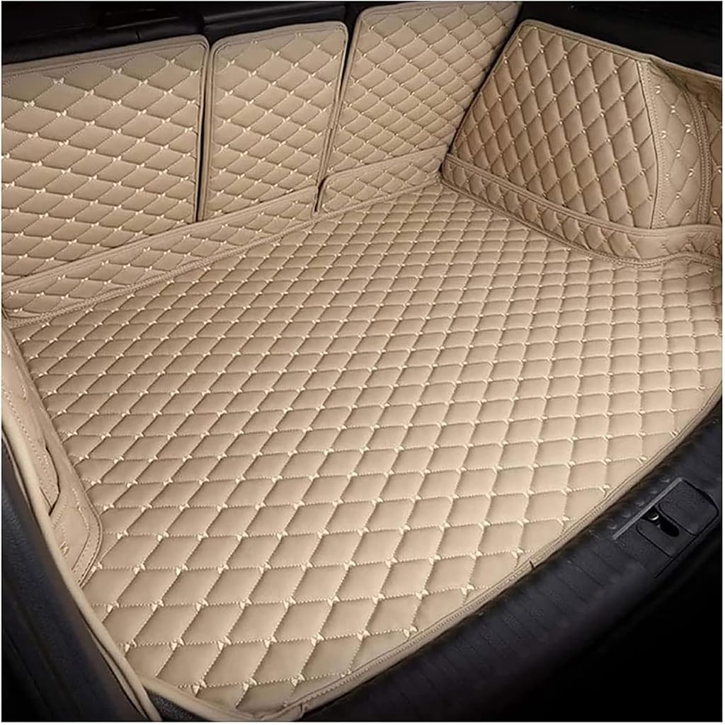 Auto Leder Kofferraummatte für Infiniti QX50 2013-2017, rutschfest Kofferraumwanne Schutzmatten Cargo Teppich ZubehöR,A-beige von XYPDMGRE