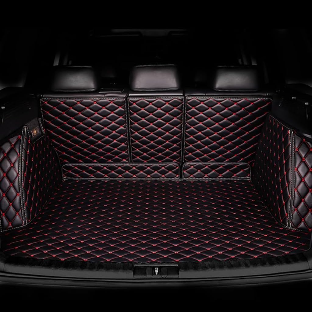 Auto Leder Kofferraummatte für Jaguar XFL (Left Side is Flat) 2017-2020, rutschfest Kofferraumwanne Schutzmatten Cargo Teppich ZubehöR,A-Black red von XYPDMGRE