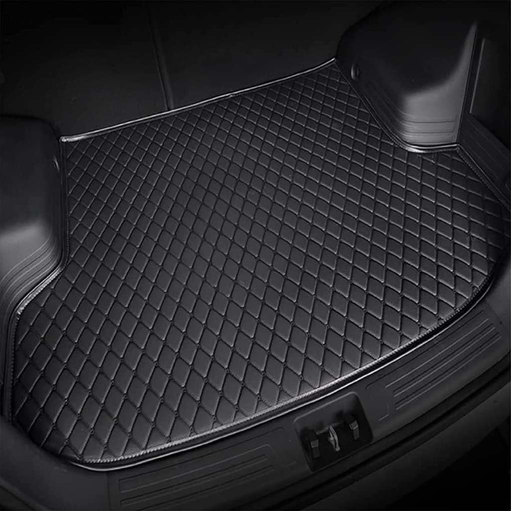 Auto Leder Kofferraummatte für Peugeot 308SW(5seats) Wagon 2013-2021, rutschfest Kratzfestem Kofferraumwanne Kofferraum Schutzmatten Cargo Teppich ZubehöR,A-All Black-Flat Surface von XYPDMGRE