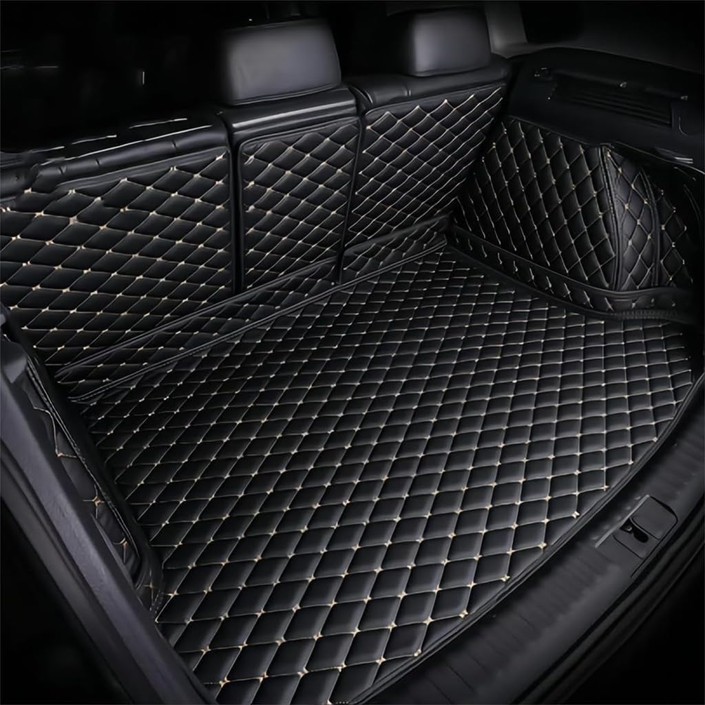 Auto Leder Kofferraummatte für Renegade (Left and Right Belt net) 2016-2022, rutschfest Kofferraumwanne Schutzmatten Cargo Teppich ZubehöR,A-Black beige von XYPDMGRE