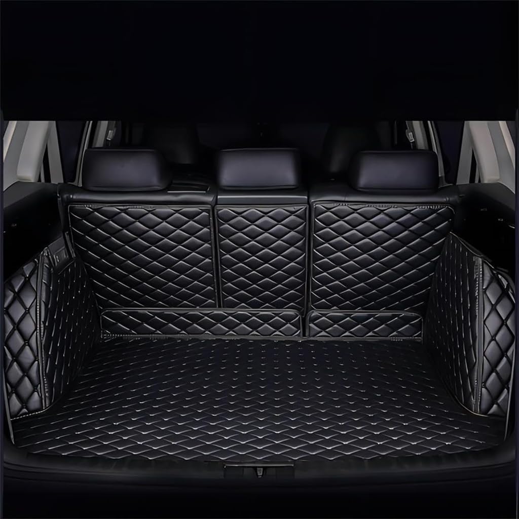 Auto Leder Kofferraummatte für Wrangler 4door(with Speakers on The Right Side) 2018-2023, rutschfest Kofferraumwanne Schutzmatten Cargo Teppich ZubehöR,A-All Black von XYPDMGRE